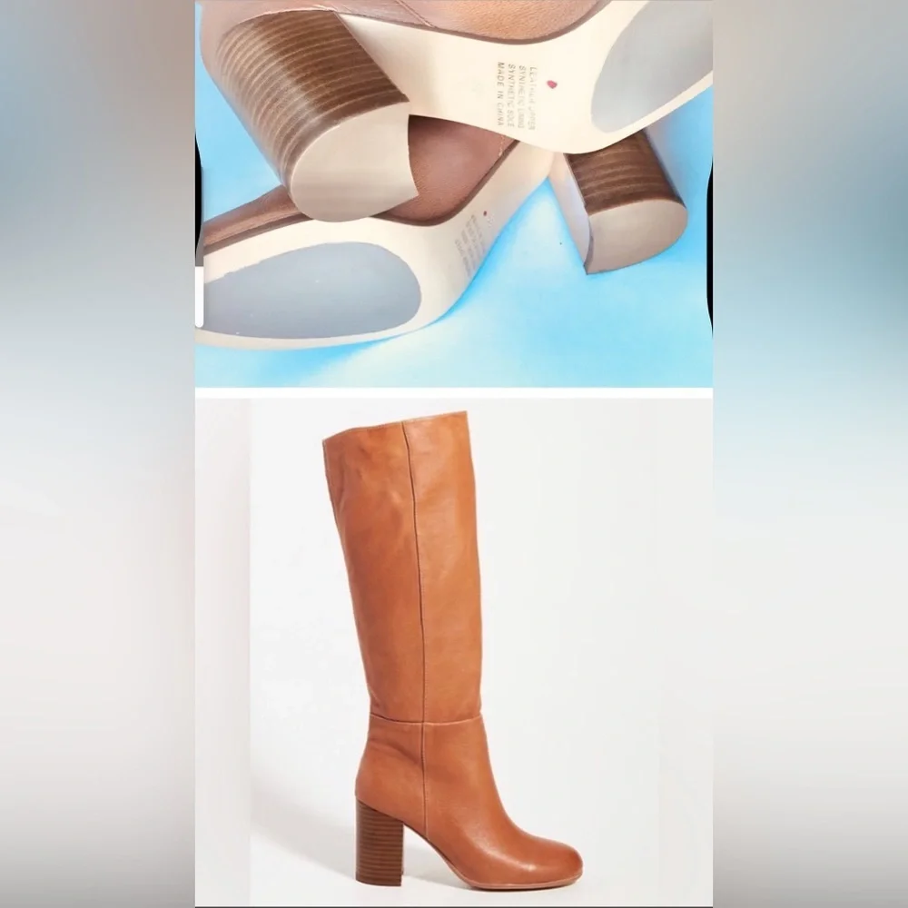 Wynona Leather Boots Tall Silent d  | Sz 39/US 8/8.5 | Carmel Tan Brown - Picture 2 of 16